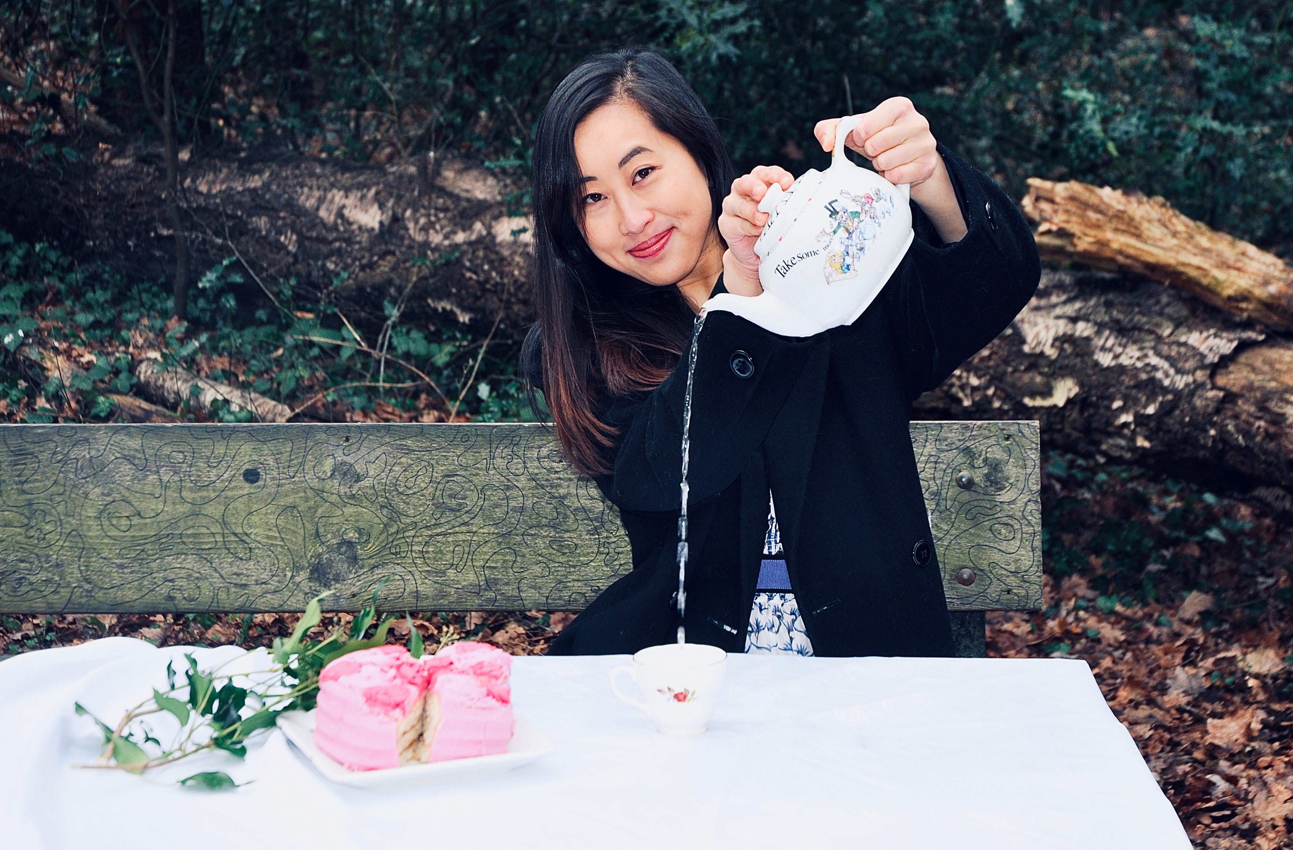 artist portrait cake and tea