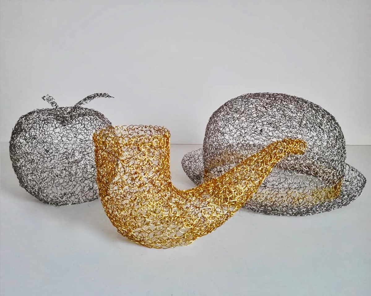 brass and silver wire sculpture artworks