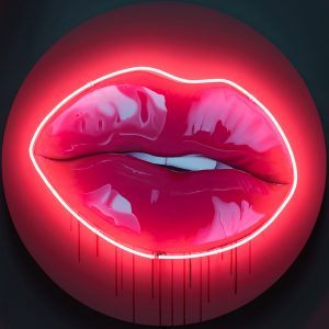 Contemporary Neon lips artwork